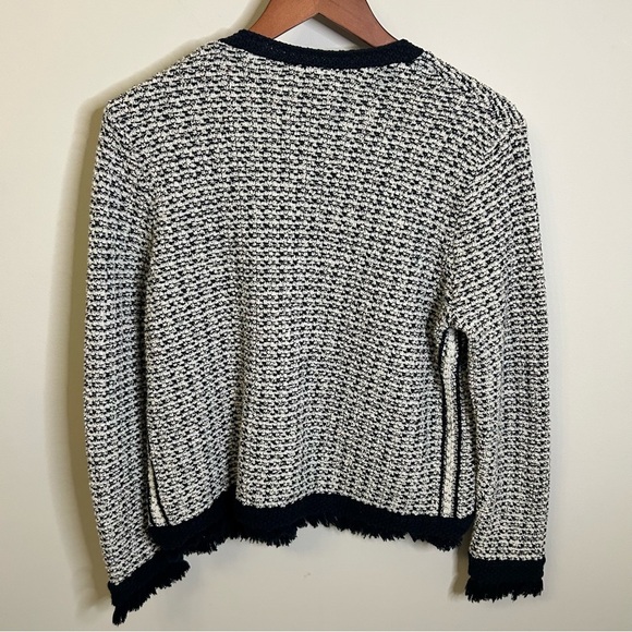 Jigsaw | Boucle Tweed Jacket | Fringe Detail | Navy | Size Small - Picture 10 of 13